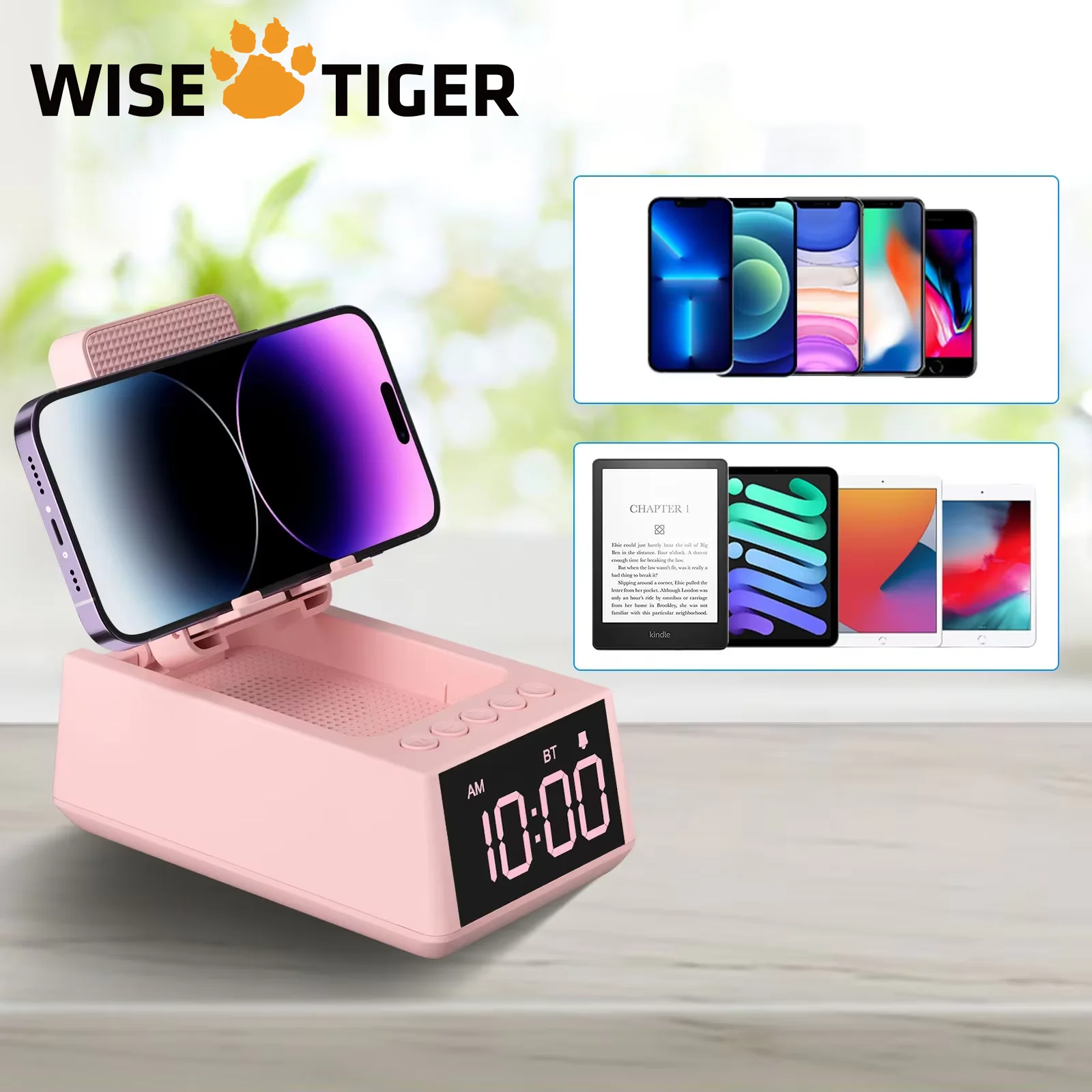 

WISETIGER S207 Music Speaker Wireless BT5.3 Speaker with Loud Alarm Clock Best Christmas Gift Speaker with 12H Display for Home