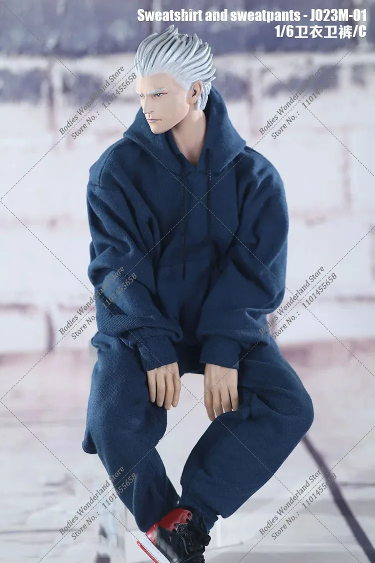 Ensemble de vêtements décontractés pour hommes, sweats à capuche, sweat-shirt, pantalons de survêtement, corps de figurine d'action, mode Hip Hop, sport trempé, échelle 1/6, 12 po