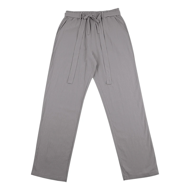 Herrenhose aus atmungsaktivem Leinen mit geradem Bein und elastischem Bund, lässige Urlaubshose für den Strand. – Detail 30