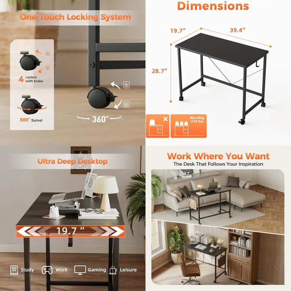 

Компьютерный стол на колесиках, игровой стол для небольших помещений, современный простой стильный стол для домашнего офиса, учебный письменный стол