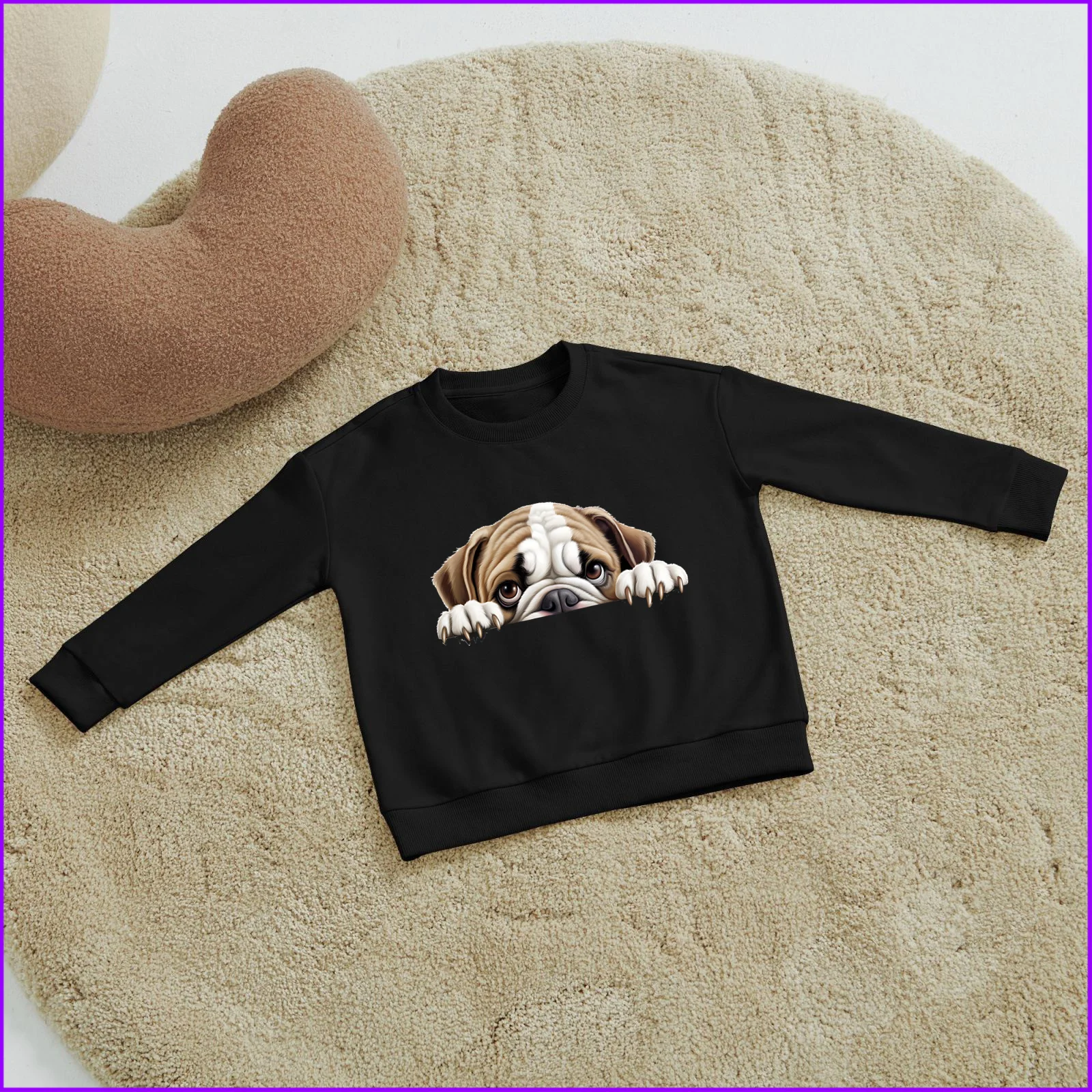 Bulldog Cartoon Cute Dog Giving Heart Animal Sja596 Kids Boys Girls Hoodies Sweatshirts Teenagers Tweens 2024 Toddler Tees Desig