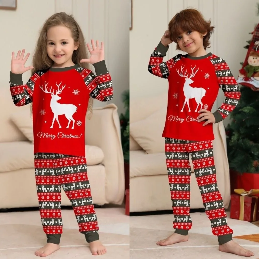 

Новые рождественские одинаковые комплекты для всей семьи, рождественский пижамный комплект с мультяшным принтом оленя, свободная рождественская одежда для сна для родителей и детей, папа, мама