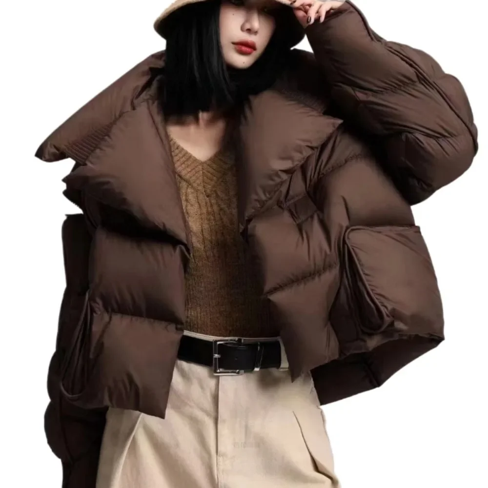 Down Jacket Women White Duck Down Coat Female Streetwear Warm Parkas Removable Sleeves Outwear 2024 Winter Puffer Jacket Short