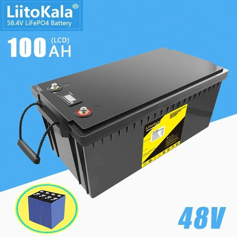 

LiitoKala 48V 100Ah LiFePO4 battery with 50A BMS waterproof rechargeable battery for 1200w 2400w electric bike e scooter bicycle