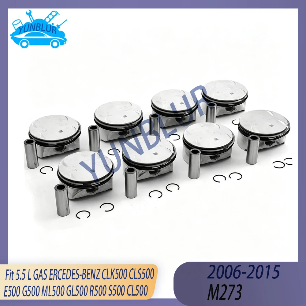 M273 STD Engine Part Piston & Ring Set Fit 5.5 L GAS 06-15 For MERCEDES-BENZ CLK500 CLS500 E500 G500 ML500 GL500 R500 S500 CL500