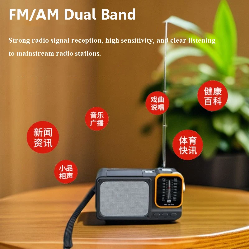 Radio FM AM portatile Torcia a LED Radio Mini altoparlante Blueooth ricaricabile Scheda TF Lettore musicale MP3 Migliore radio di ricezione