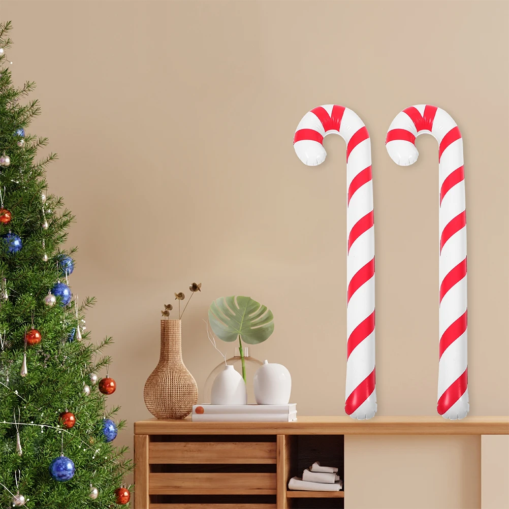 

10 Pcs Inflatable Crutches Candy Canes Christmas Decorations Balloons Pvc Colored Festive Party Photo Props Storage