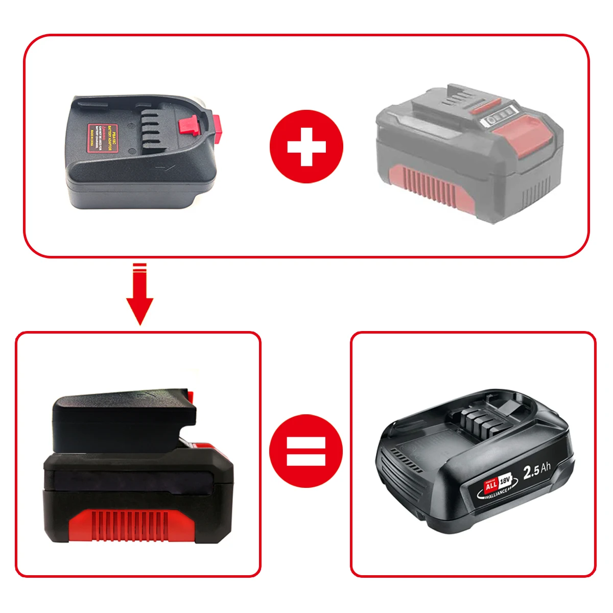 อะแดปเตอร์แปลงแบตเตอรี่ลิเธียม Einhell 18V ใช้ได้กับเครื่องมือไฟฟ้าแบตเตอรี่ลิเธียม Bosch PBA 18V