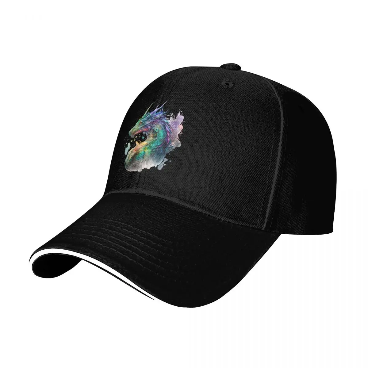 Colorful Fantasy Dragon in Watercolor Baseball Cap Cotton Twill Breathable Contrast Two Tone Brim Snapback Flat Bill