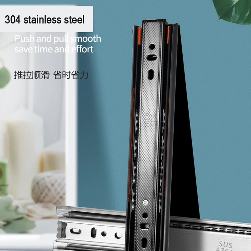 2 ks nerez ocel šuplík diapozitiv měkké blízce šuplík trať bariéra kluzné three-section skříň skluz nábytek hardware