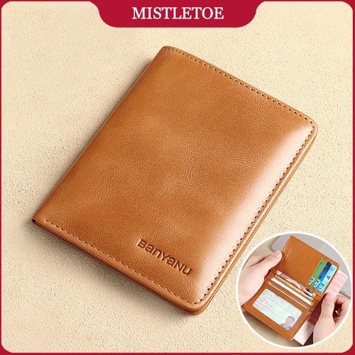 Diseño simple billetera de asiento de tarjeta para hombres billetera vertical ultradelgada billetera de cuero para hombres billetera anti - RFID