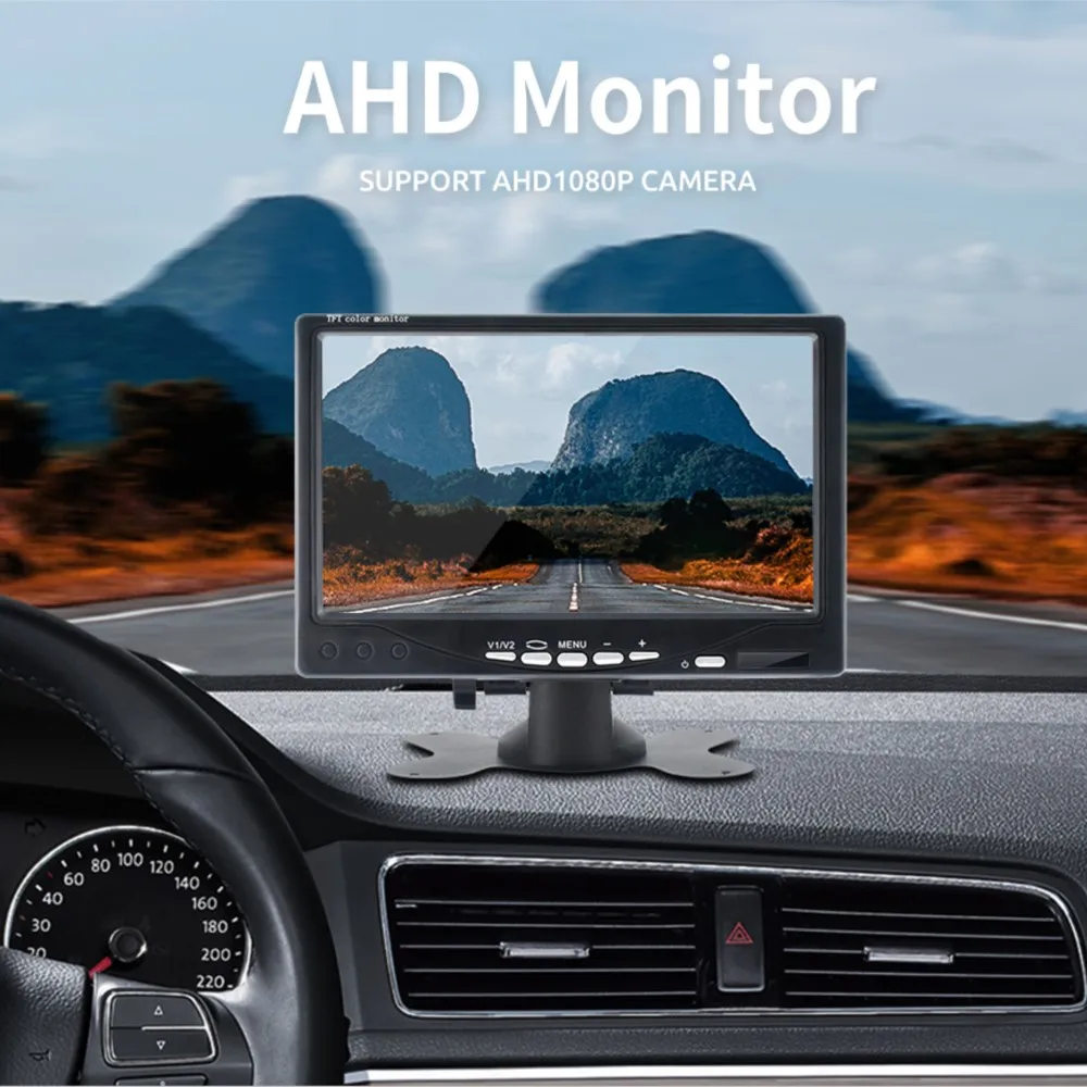 170 Degree Car Bus AHD 1080P Monitor With Rear View Camera Security 12-24V 7 inch 1024*600 Reverse Parking System