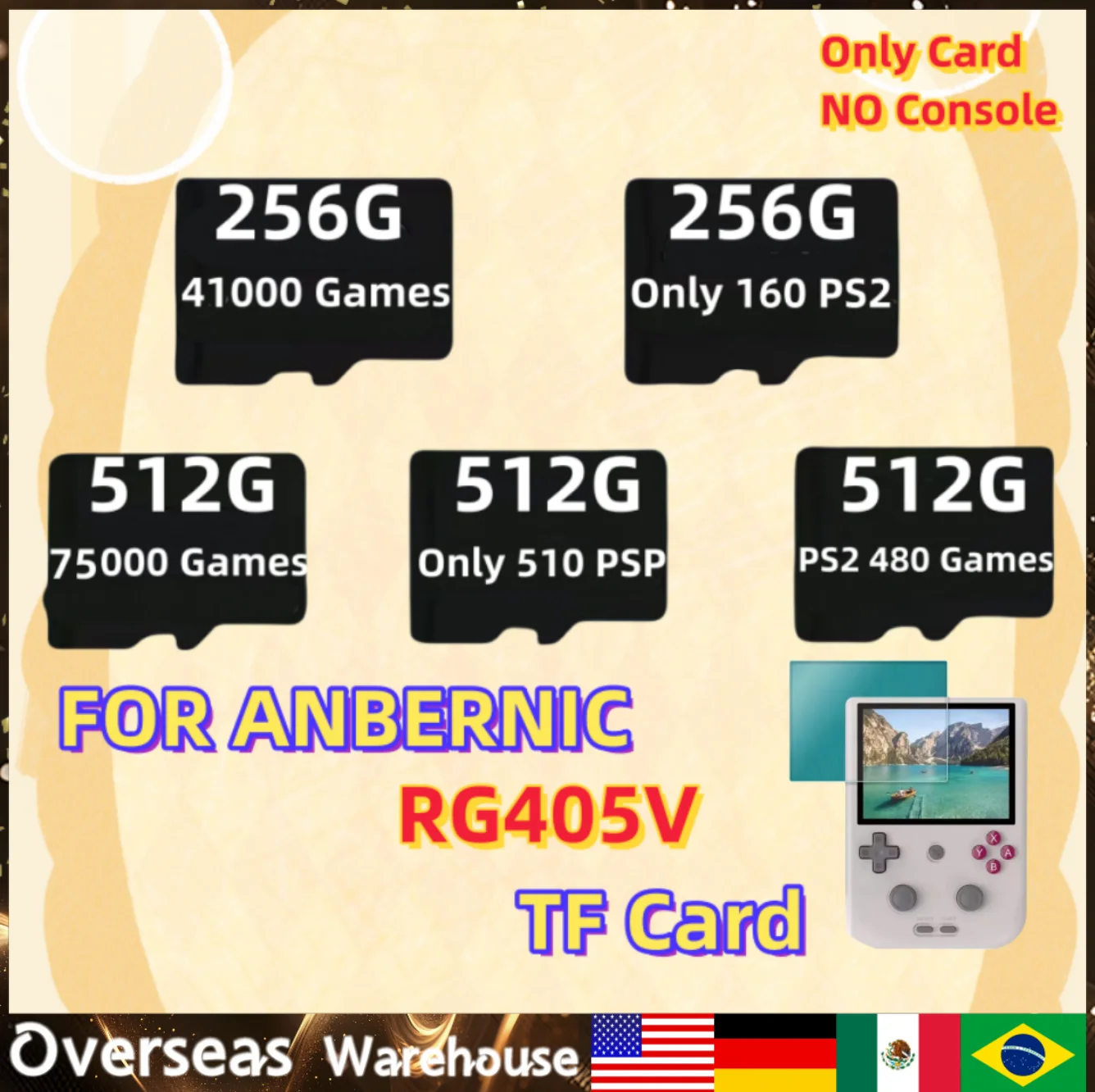 

For ANBERNIC RG405V Handheld Game Console Preloaded Game for Handheld Game Open Source System 512G Built in 75000 Games TF Card