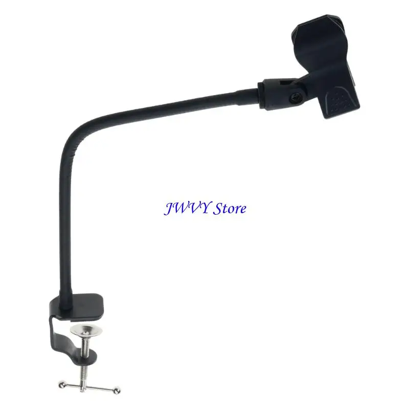 573A Universal Microphone Stand Holder Adjustable Gooseneck Tube Clamp Base Desktop Stage Performances Event