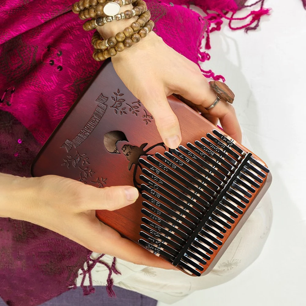 

Kalimba 21-клавишное пианино с звуковым отверстием, профессиональное пианино с большим пальцем, включая сумку для переноски с инструкцией, молоток для мелодии для начинающих