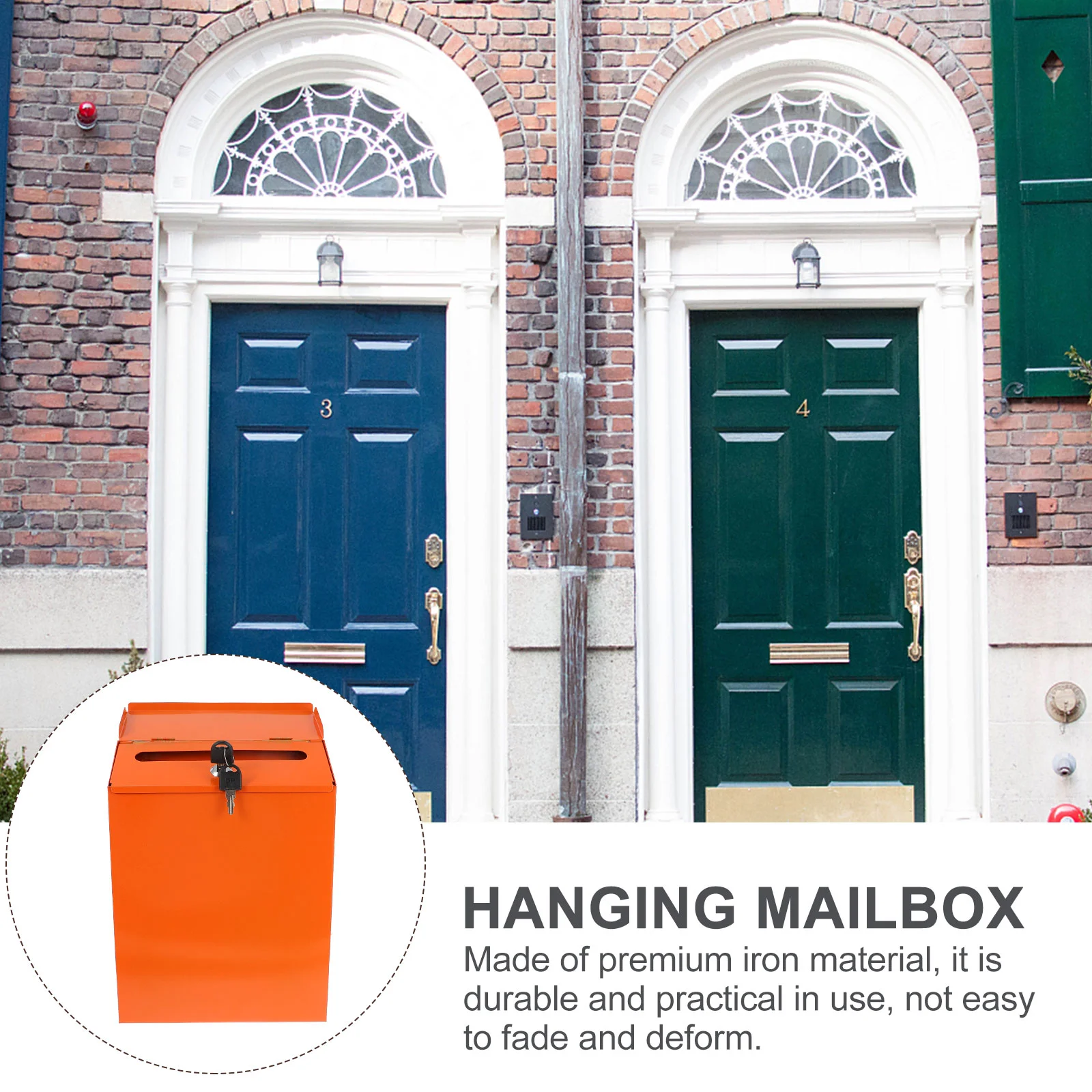 Mailbox Wall Container Iron Graffiti Mounted Pastoral Style Wall-Mount DIY Locking