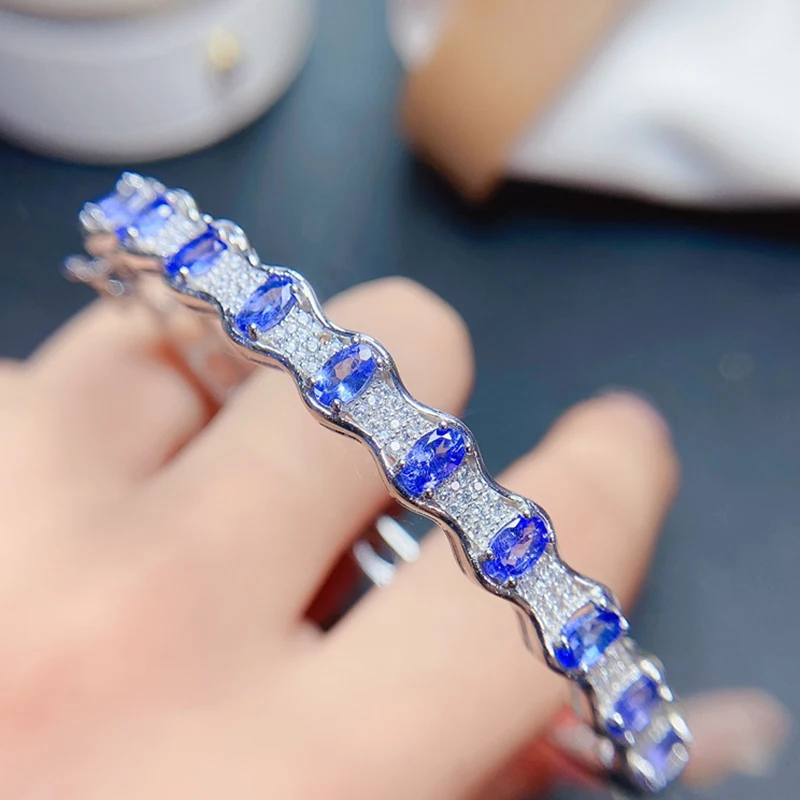 

Natural Tanzanite Charm Bracelet for women silver 925 jewelry luxury gem stones 18k gold plated free shiping items