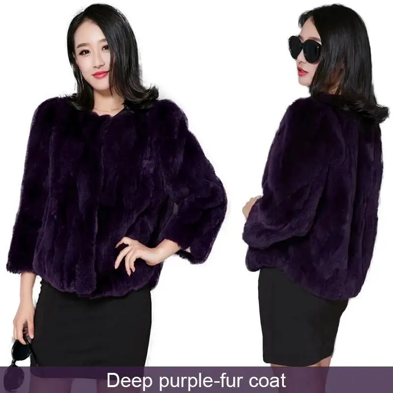 Abrigo de piel de conejo Real Natural para mujer, chaquetas de lujo cortas coreanas, talla suelta, peludas, gruesas y cálidas, cuello redondo, ropa