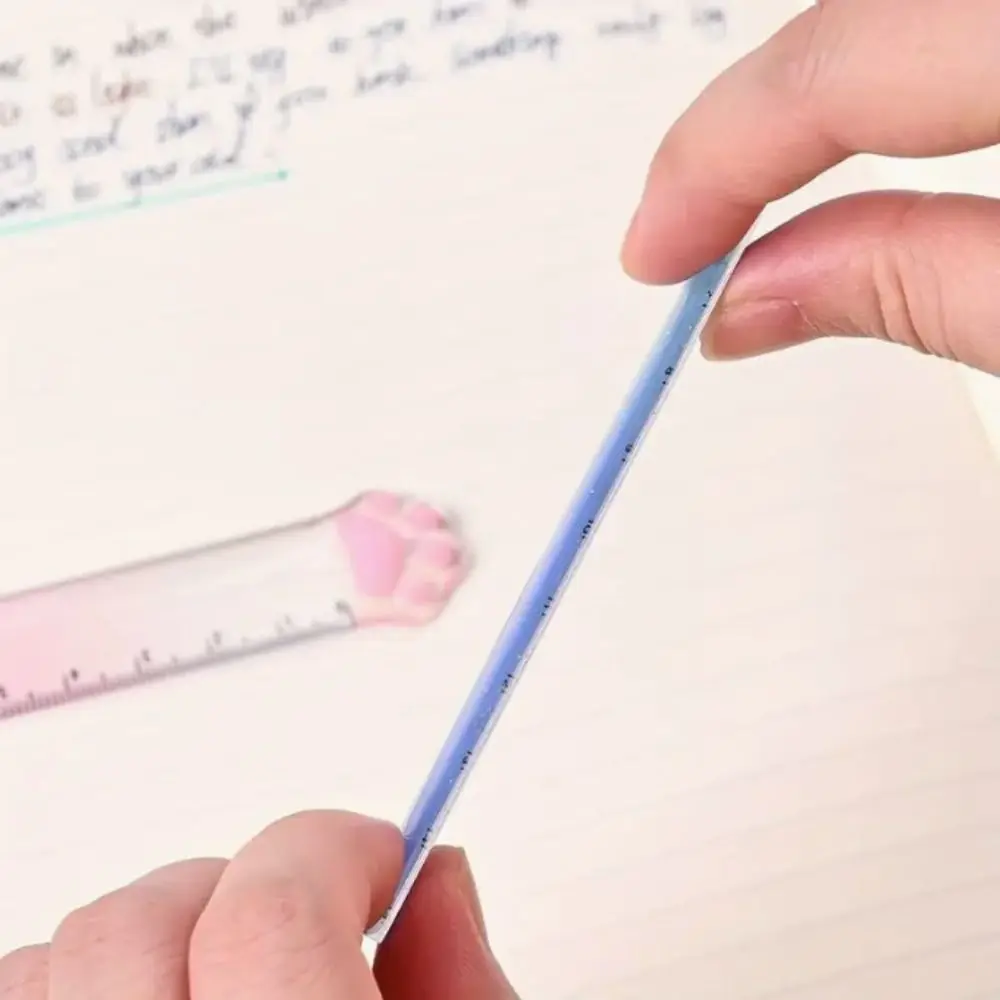 Reglas de diseño de pata de gato bonitas, regla recta de 15cm, medidas claras y precisa para matemáticas, papelería de dibujo