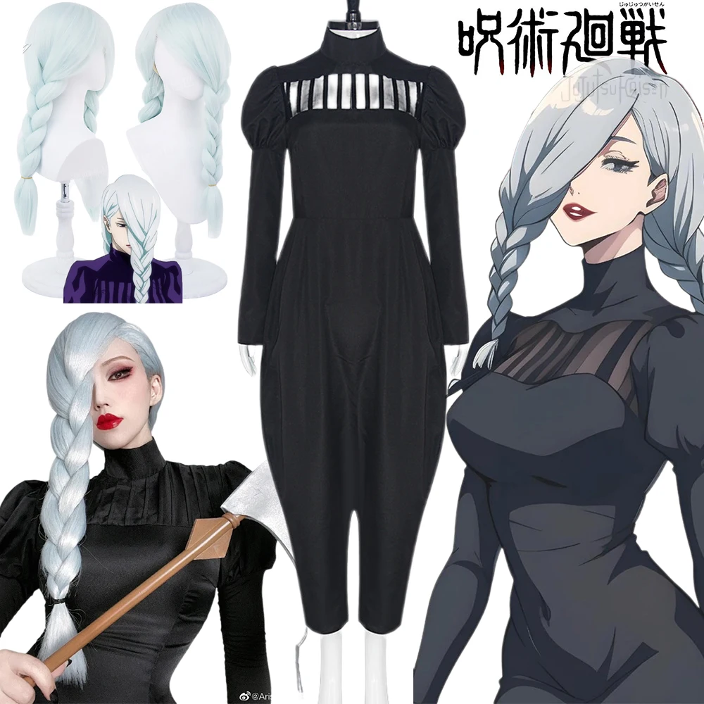 Disfraz de Anime JJK Mei Mei, uniforme negro de Jujutsu MeiMei, traje con peluca para mujer, ropa de Cosplay para fiesta de Halloween
