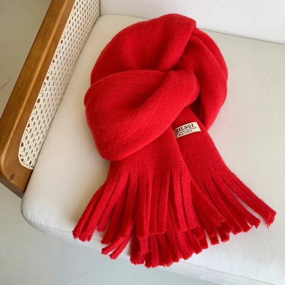 الرجعية شرابة طويلة الشتاء وشاح من الصوف أفخم رشاقته الشتاء أوشحة كشميرية دافئة بلون طويل شال الخريف الشتاء