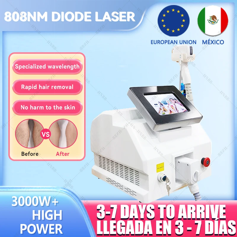 2025 Shipment 808nm Diode Laser Hair Removal Machine 3 Wavelength 5000W Cooling Head Painless Safe Permanent Laser Epilator