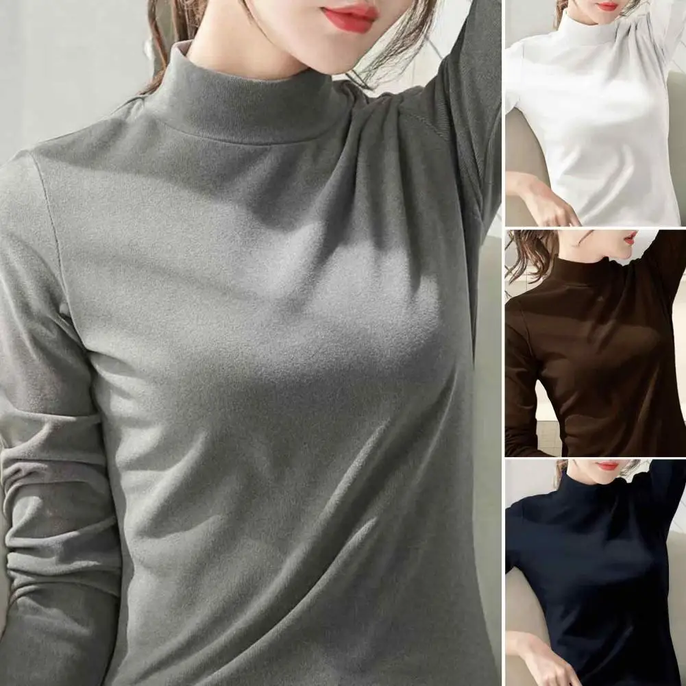 Autumn Winter Chic Bottom Sweaters Women Fashion Turtleneck Pullover Thick Warm Slim Fit Blouse With Neck Protection