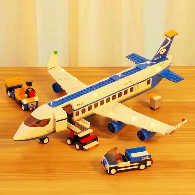 City Plane Series International Airport Airbus Building Blocks Cargo Airliner Medical Rescue Aircraft Model Bricks Set Toys