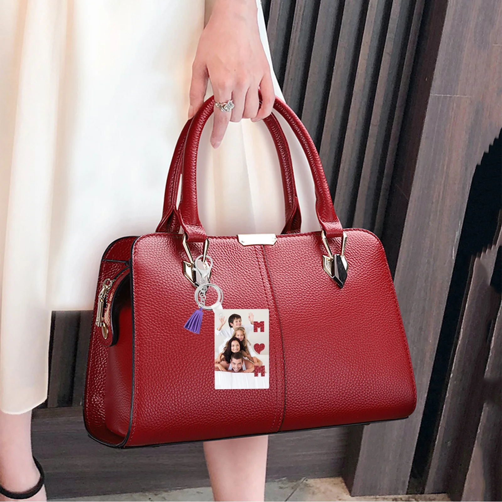 

6pcs Wooden Keychain Blanks Heat Transfer Diy Craft Art Supplies For Mom Dad Sublimation Printable Blank Key Rings