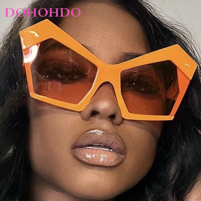

New Luxury Fashion Oversized Irregular Y2K Cat Eye Sunglasses Women 2025 Brand Designer Punk Big Frame Glasses Men Shades UV400