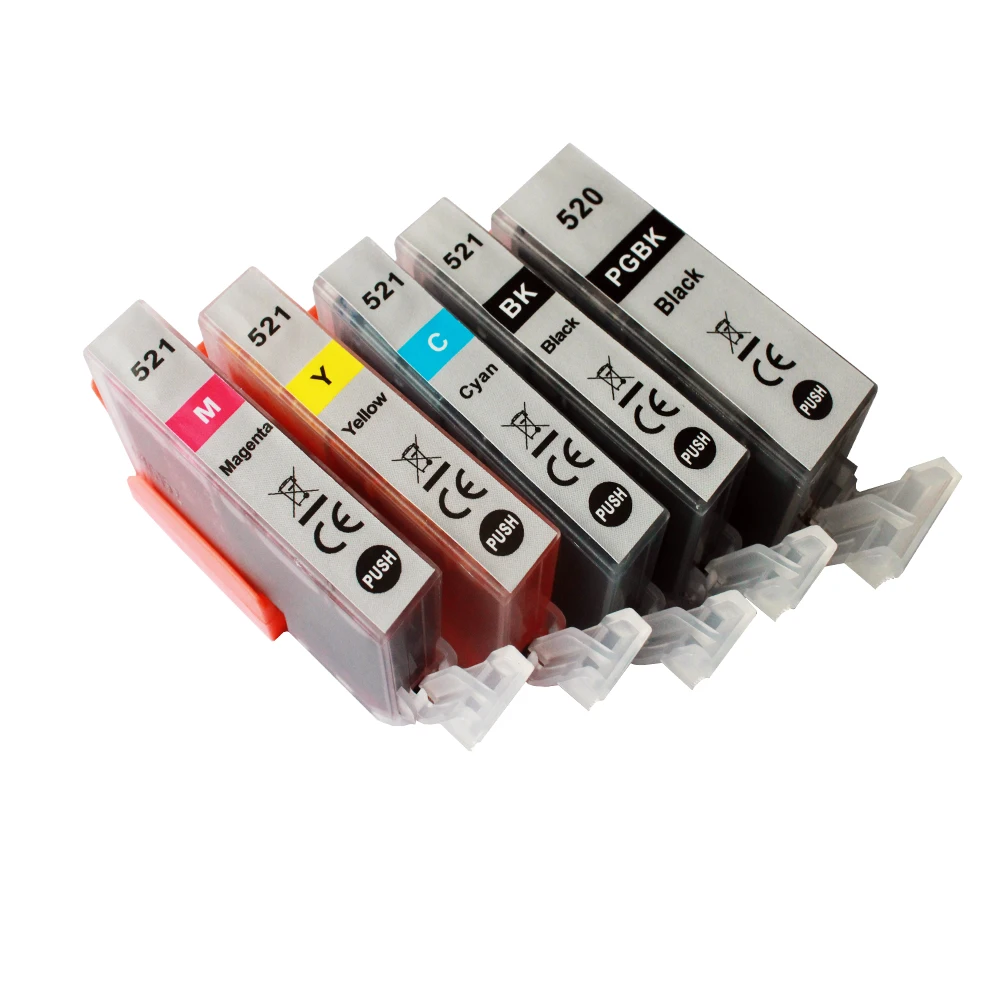 5x PRINTER INK CARTRIDGE for COMPATIBLE CANON 520 521 PIXMA MP540 MP550 MP560 MP620 MP630 MX870 PGI520 CLI521