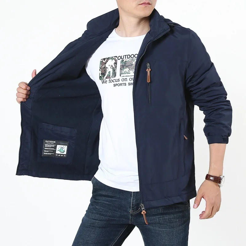 

Autumn And Winter Velvet Thickened Warm Cotton-padded Clothes Men's Loose Casual Outdoor Blue Sportswear Jacket Men's Top