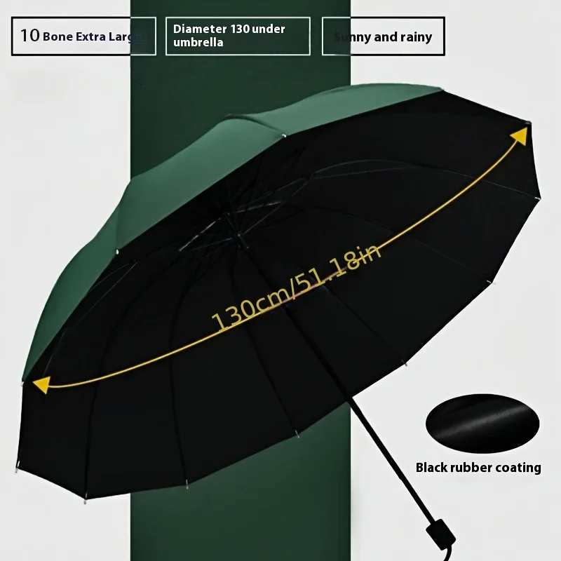 130 cm Extra großer dreifach gefalteter Regen- und Regenschirm. Effektiver Regenschutz. Effektive Windbeständigkeit, UV-Beständigkeit – Detail 8