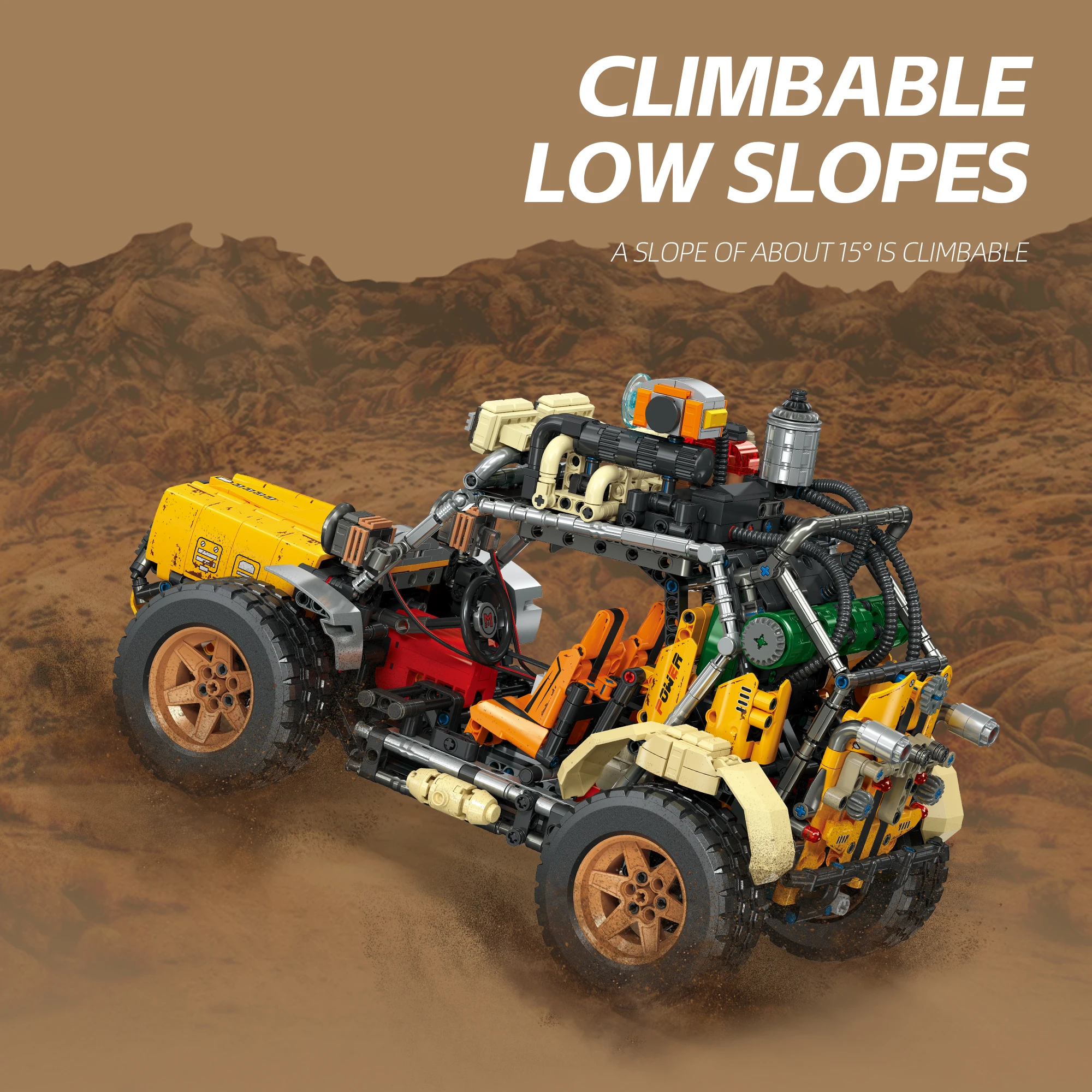 

Набор строительных блоков для сборки внедорожника в стиле Wasteland с амортизаторами, DIY-игрушки для мальчиков, подарки на день рождения для взрослых