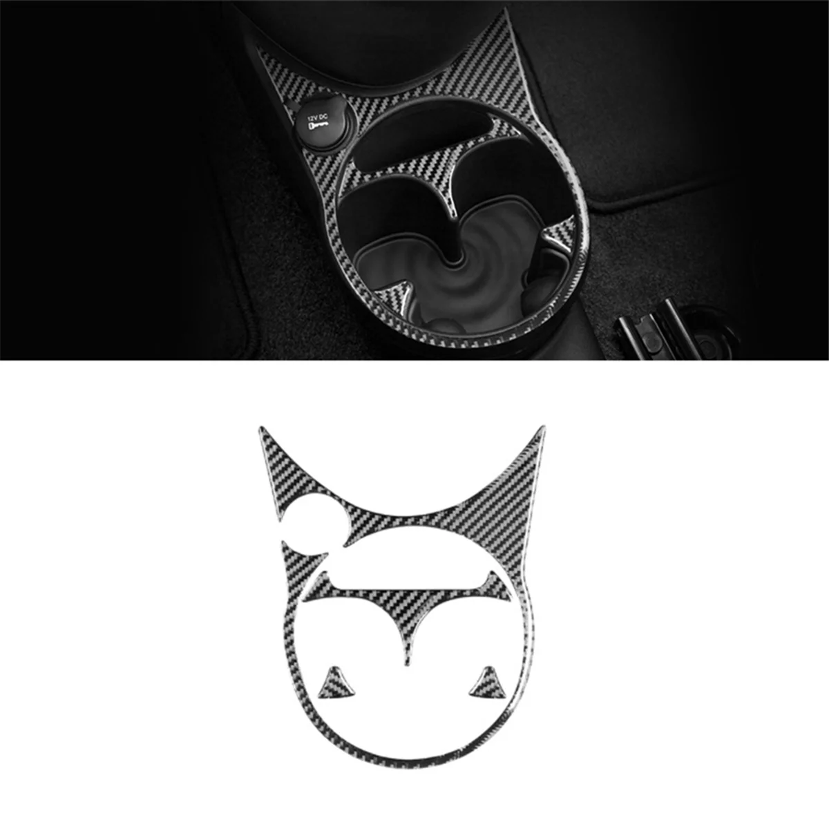 غطاء حامل كوب للتحكم المركزي بالسيارة ، ألياف كربون ناعمة ، ملصق ، إكسسوارات داخلية ، Fiat Trim, 1.2