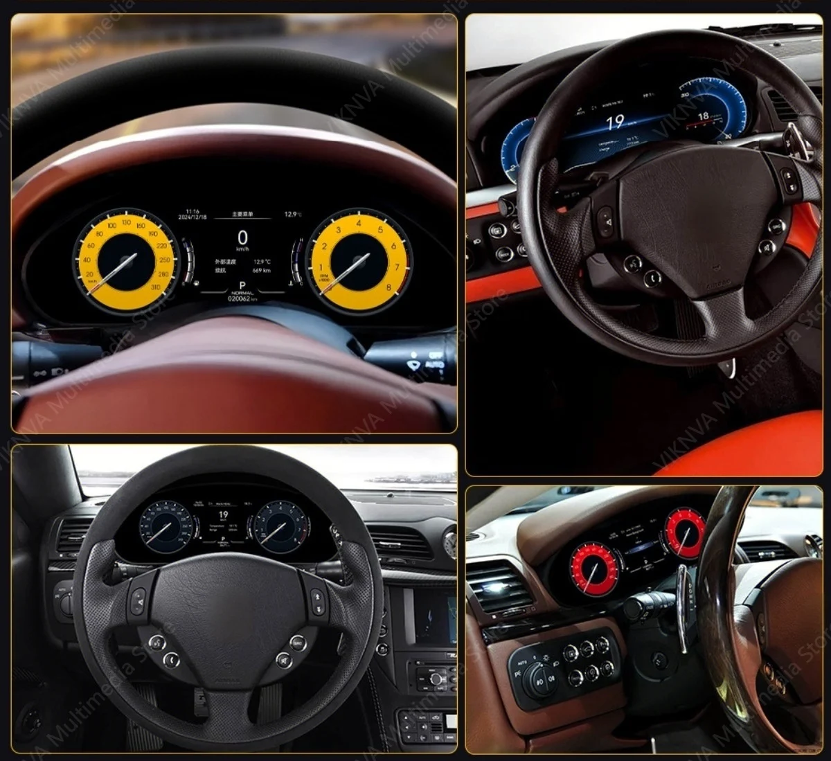 For Maserati Granturismo GT Quattroporte 2004-2015 Linux Car Digital Cluster LCD Dashboard Panel Virtual Instrument CockPit