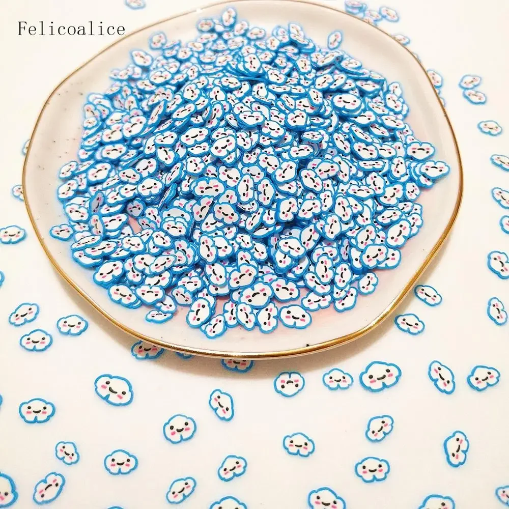 20g Smiley Cloud Polymer Hot Soft Clay Sprinkles สำหรับเล็บ Art CRAFT ชิ้นอุปกรณ์เสริมเมือก DIY โทรศัพท์กรณี decor