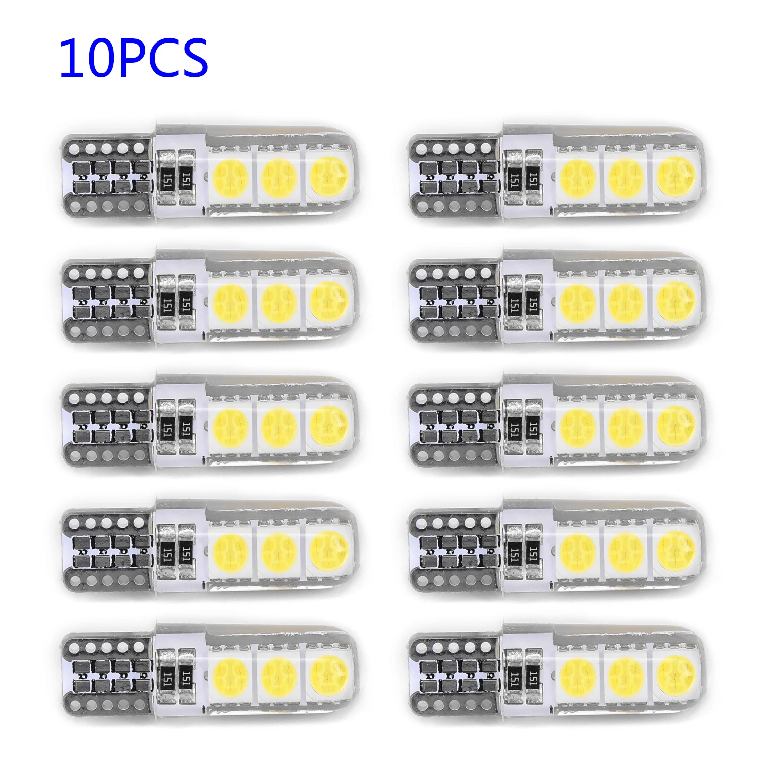 12V DC światła samochodowe boczny klin Canbus lampa kopułkowa osłona tablicy rejestracyjnej silikonowa biała T10-5050-6SMD 10 sztuk praktyczna