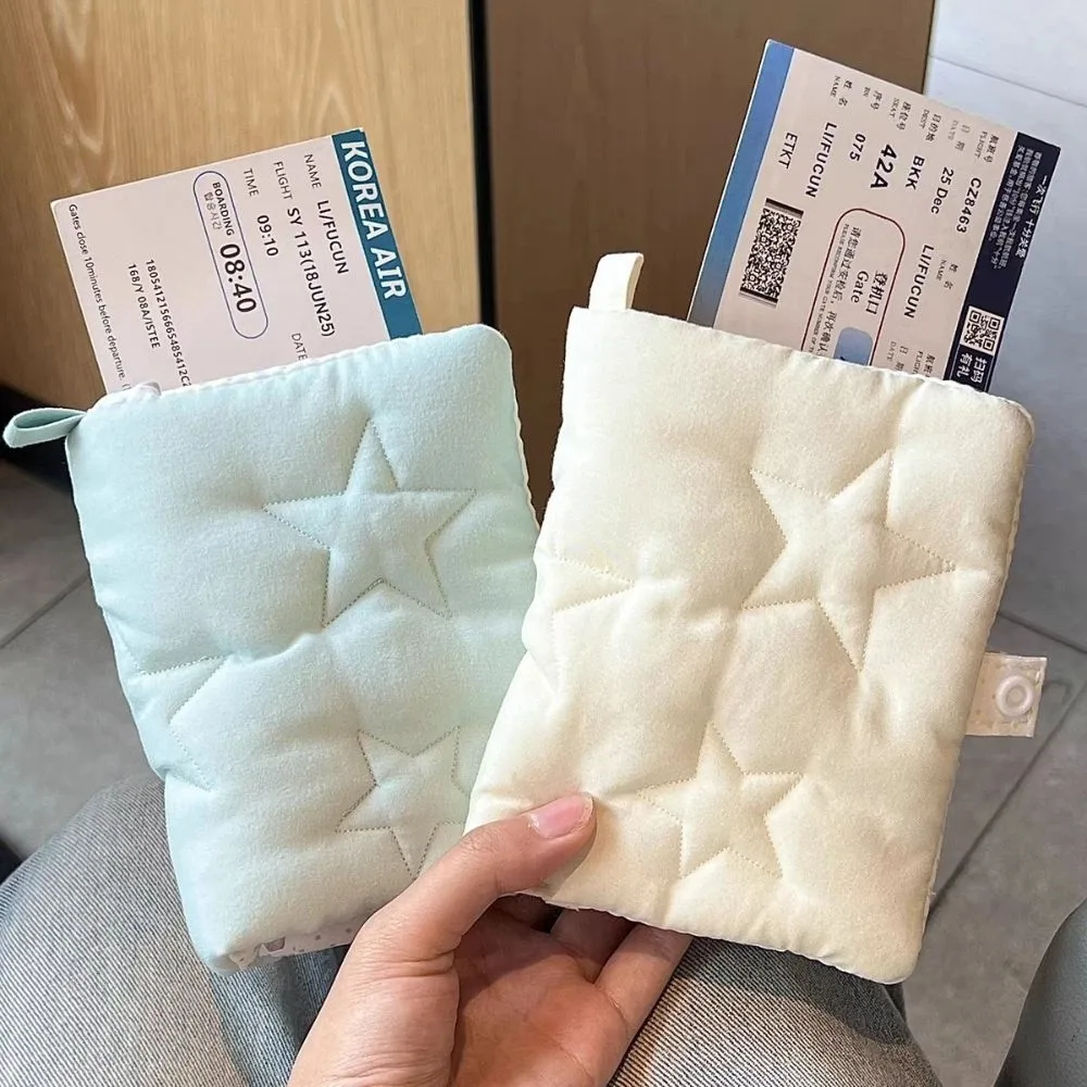 محفظة سفر لطيفة على شكل نجمة، غطاء جواز سفر، حامل تذكرة، مشبك جواز السفر، حقيبة بطاقات تخزين متعددة الوظائف للطائرة