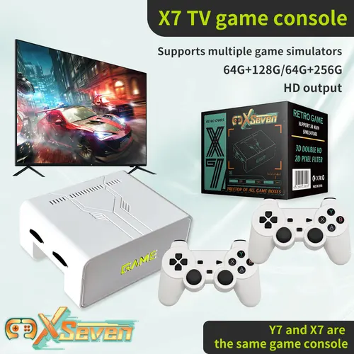 Imagen 1 del producto Coopleme-consola de videojuegos X7, 128G, 256G, sistema Linux Y7, 4K, LPDDR4, 2GB, TV Box, controlador inalámbrico, Retro Game 10000 + compatible con PSP