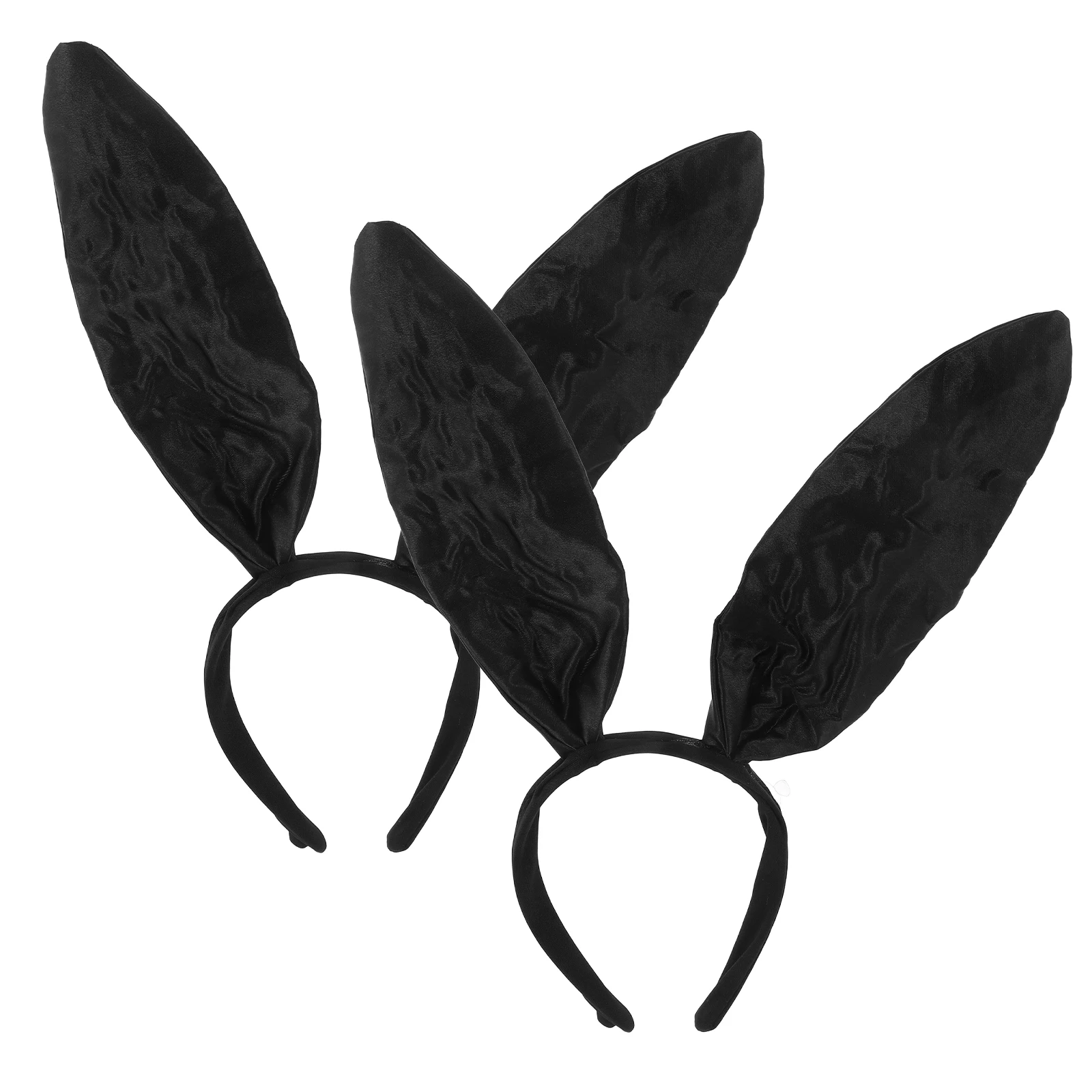 

2pcs Rabbit Ear Headband Black Satin Bunny Hair Wear Cosplay Party Accessory Women Fashion Headwear Rabbit Ears