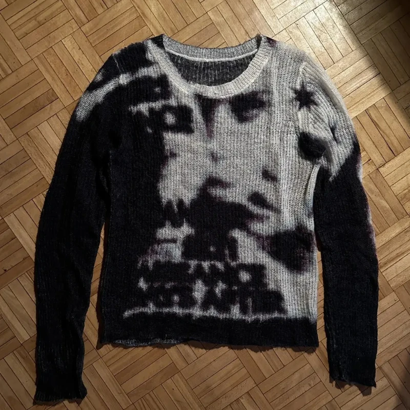 Autumn and Winter New Gothic Jacquard Sweater Knitted Sweater Winter Warm Top Horror Harajuku Sweater y2k New Sweater