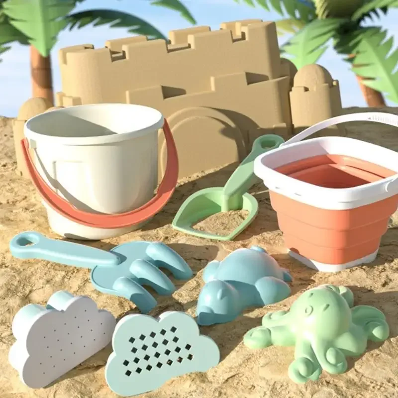 Seau sable pliable, jouet jeu avec pelle Pot d'arrosage, château sable pour enfants, activité jeu d'eau plage