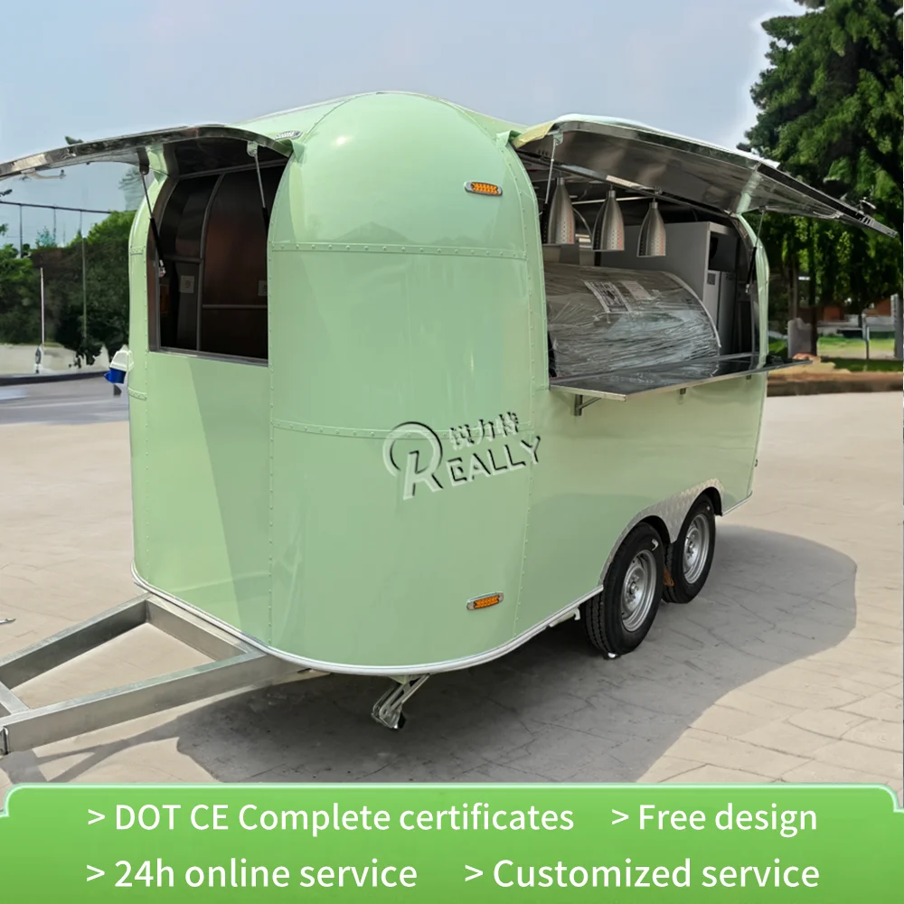 Custom Mobile Ice Cream Cart Fast Food Cart Fully Equipped Mobile Restaurant Food Truck Trailer With Full Kitchen