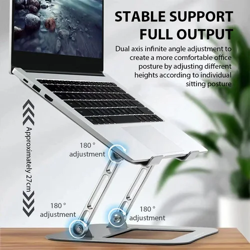 Imagen 2 del producto Soporte para ordenador portátil XMSJ, soporte ajustable de acero al carbono para tableta y portátil de hasta 17 pulgadas, soporte de refrigeración plegable portátil para Macbook