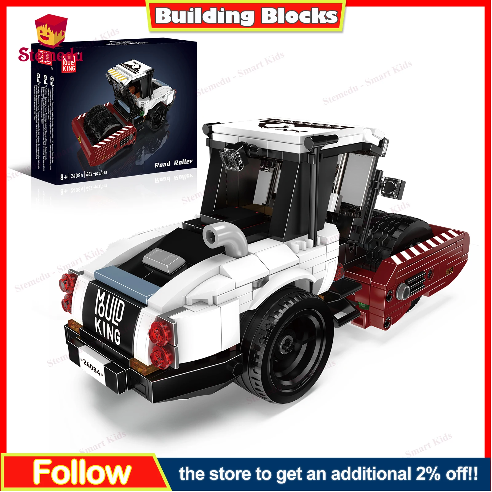 

Mould King 462pcs Road Roller Building Blocks Engineering Vehicle Series Model 24084 STEM Education Assembly Bricks Toy for Kids