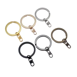WYSIWYG 10pcs 6 Colors 25mm/28mm/30mm Flat Wire Keyring Keychain With Rotatable 8 Shape Clasps Hooks Jewelry Accessories