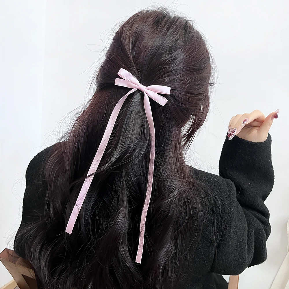 2pcs Ins Style Ribbon Bow Headband Long Tassel Hair Clip Women\'s Hair Accessories Girls Christmas Party Hair Accessories