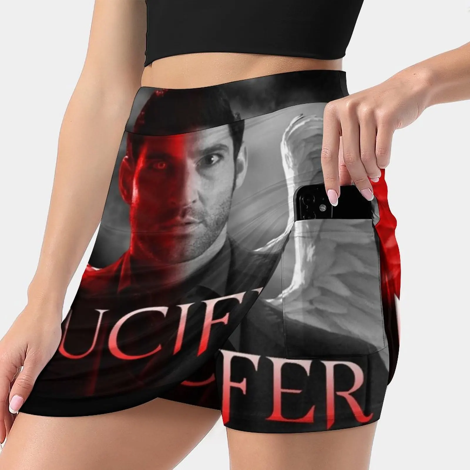 

Lucifer Half Devil Face Women's skirt Aesthetic skirts New Fashion Short Skirts Lucifer Tom Ellis Morningstar Devil Angel