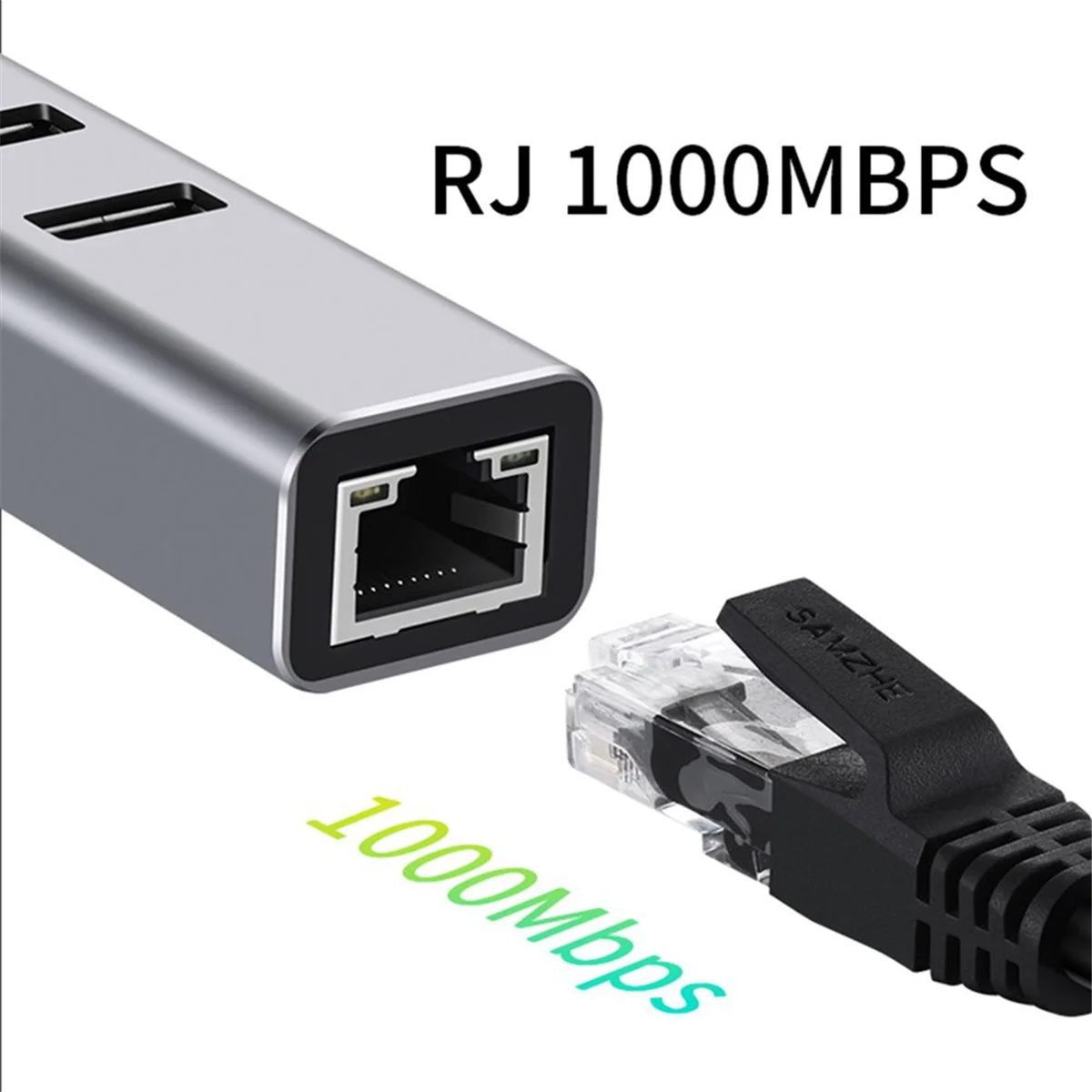 1000Mbps محول إيثرنت USB3.0 إلى RJ45 4 In1 Hub 3 منافذ USB3.0 5Gbps OTG الفاصل LAN بطاقة الشبكة لأجهزة الكمبيوتر المحمولة